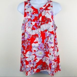 Dalia red purple & white sleeveless blouse size M